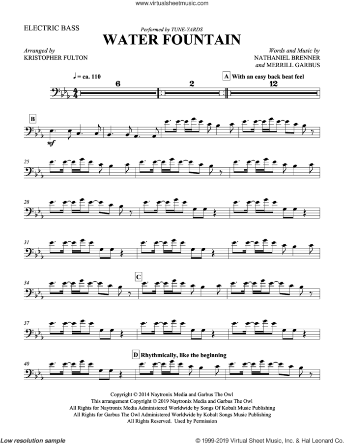 Water Fountain (arr. Kristopher Fulton) (complete set of parts) sheet music for orchestra/band by Kristopher Fulton, Merrill Garbus, Nathaniel Brenner and Tune-Yards, intermediate skill level
