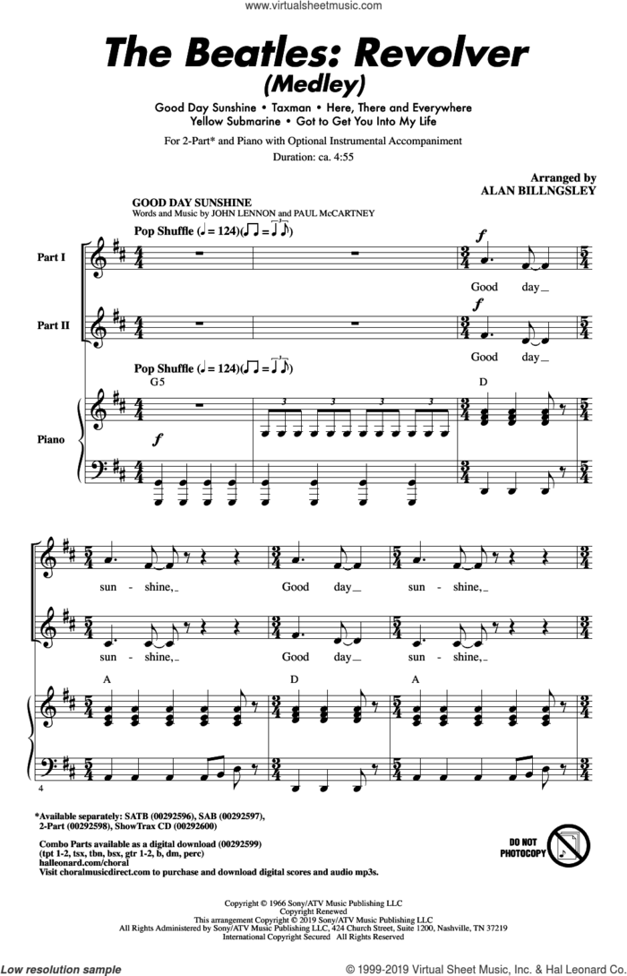 The Beatles: Revolver (Medley) (arr. Alan Billingsley) sheet music for choir (2-Part) by The Beatles, Alan Billingsley, John Lennon and Paul McCartney, intermediate duet