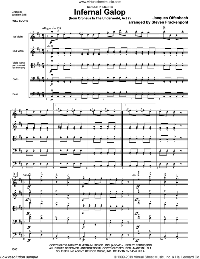 Infernal Galop (from Orpheus In The Underworld, Act 2) (COMPLETE) sheet music for orchestra by Jacques Offenbach and Steve Frackenpohl, intermediate skill level