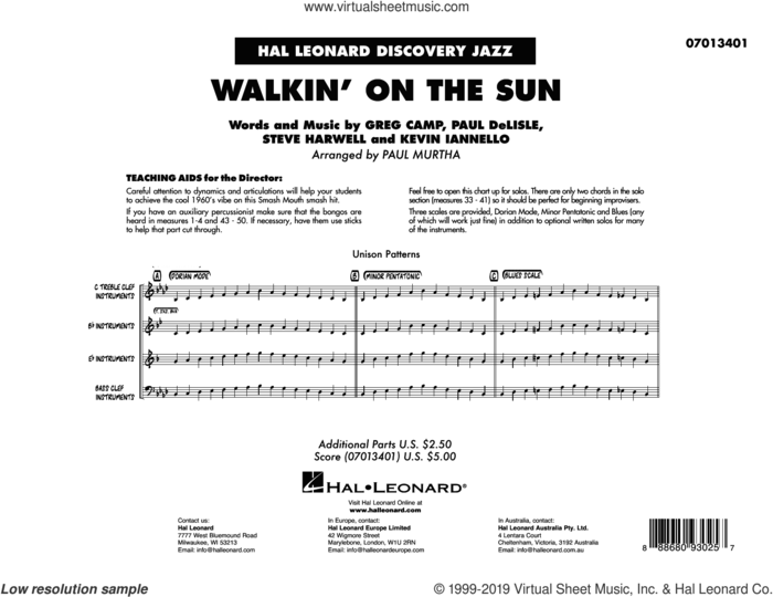 Walkin' on the Sun (arr. Paul Murtha) (COMPLETE) sheet music for jazz band by Paul Murtha, Greg Camp, Kevin Iannello, Paul DeLisle, Smash Mouth and Steven Harwell, intermediate skill level