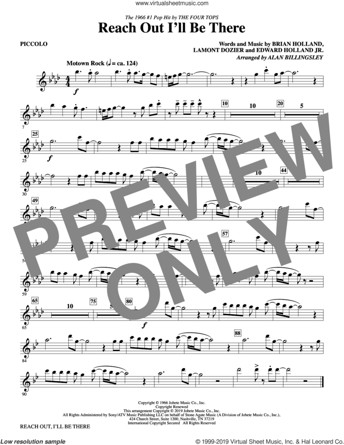 Reach Out I'll Be There (arr. Alan Billingsley) (complete set of parts) sheet music for orchestra/band by Alan Billingsley, Brian Holland, Edward Holland Jr., Lamont Dozier and The Four Tops, intermediate skill level