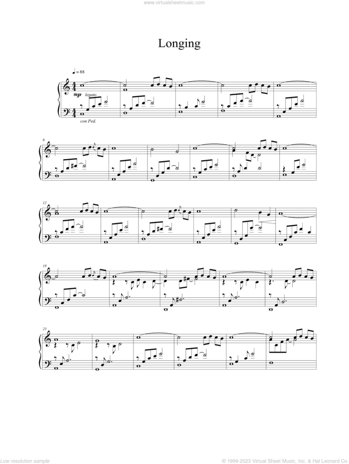 Longing sheet music for piano solo by Vangelis, intermediate skill level