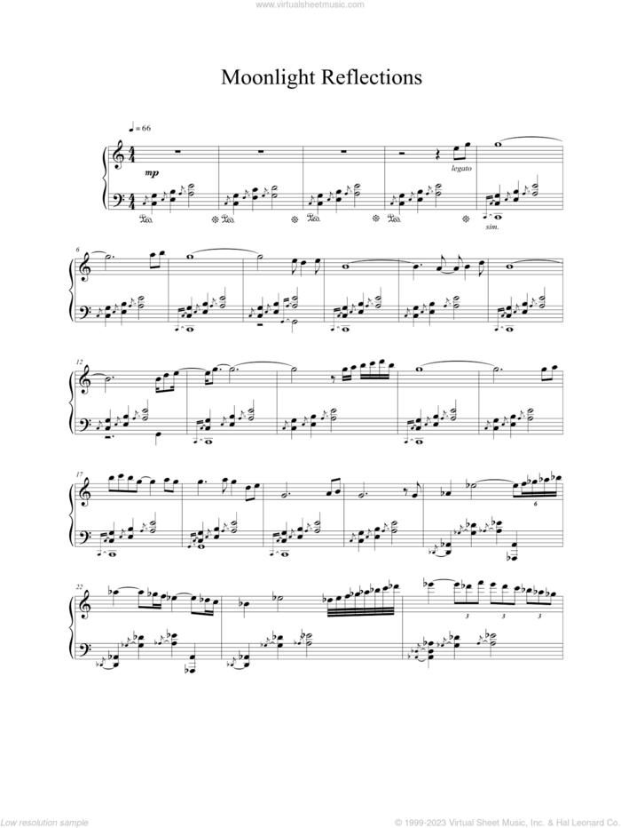 Moonlight Reflections sheet music for piano solo by Vangelis, intermediate skill level
