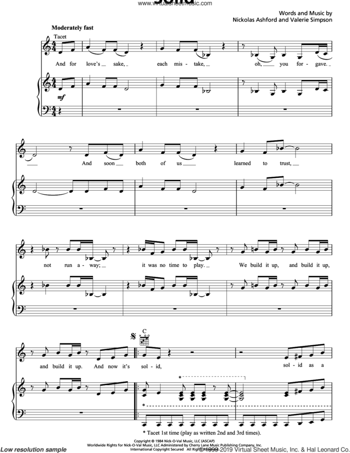 Solid sheet music for voice, piano or guitar by Ashford & Simpson, Nickolas Ashford and Valerie Simpson, intermediate skill level