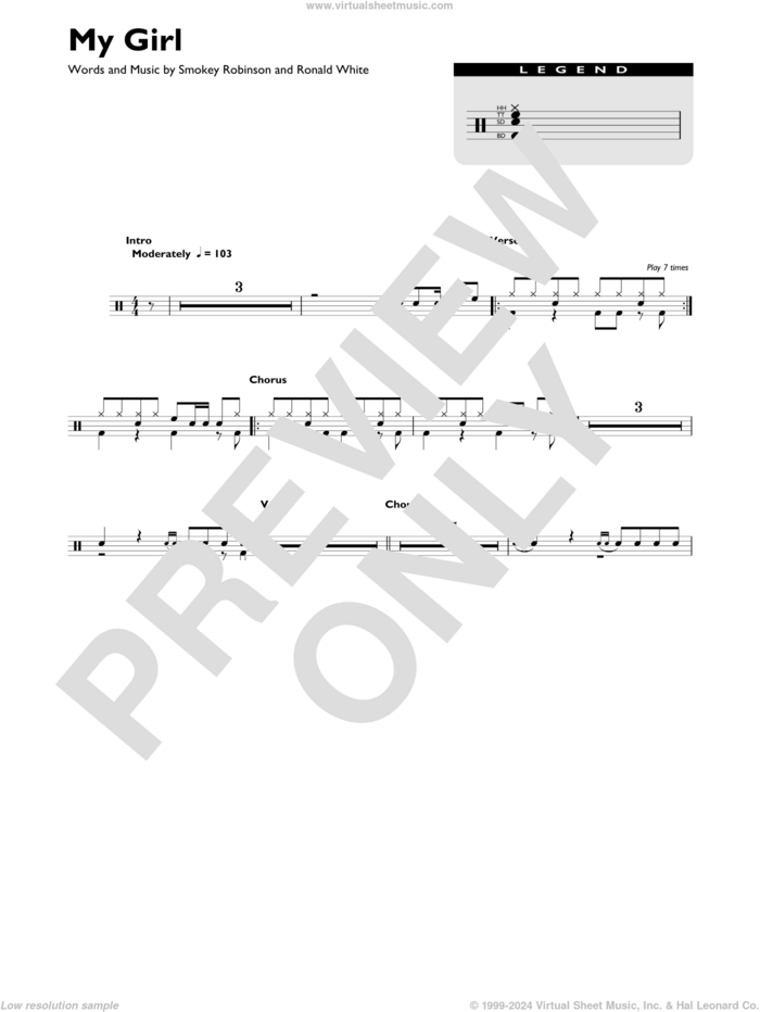 My Girl sheet music for drums (percussions) by The Temptations and Ronald White, intermediate skill level