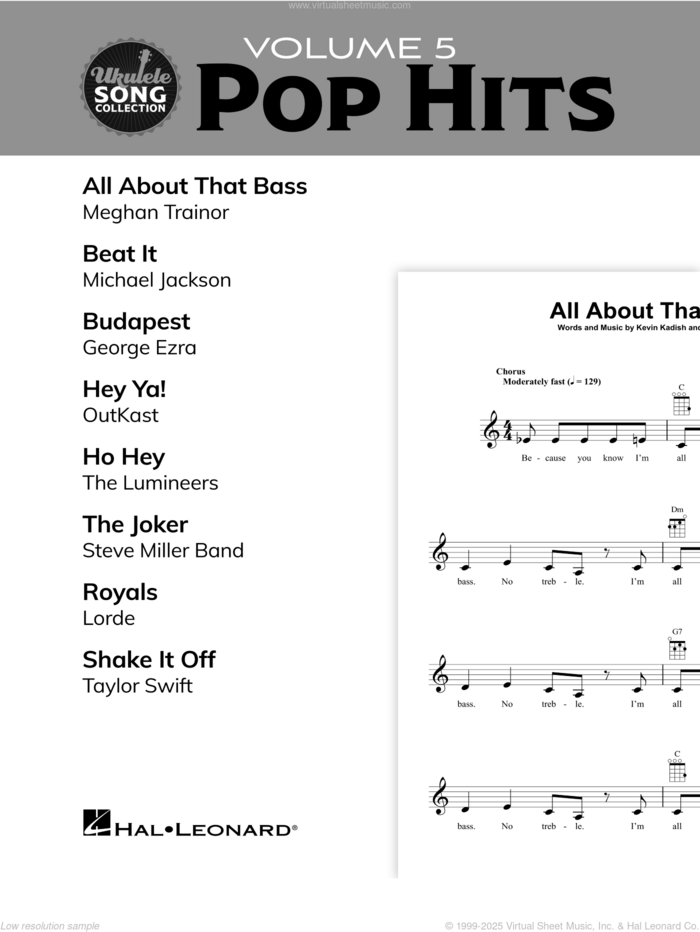 Ukulele Song Collection, Volume 5: Pop Hits sheet music for ukulele solo (collection), easy ukulele (collection)