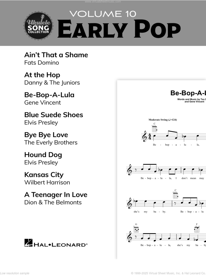 Ukulele Song Collection, Volume 10: Early Pop sheet music for ukulele solo (collection), easy ukulele (collection)