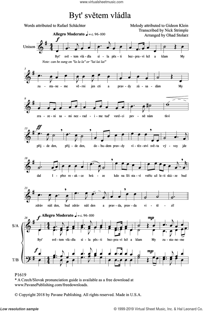 Byt' svetem vladla sheet music for choir (SATB: soprano, alto, tenor, bass) by Ohad Stolarz and Nick Strimple, intermediate skill level