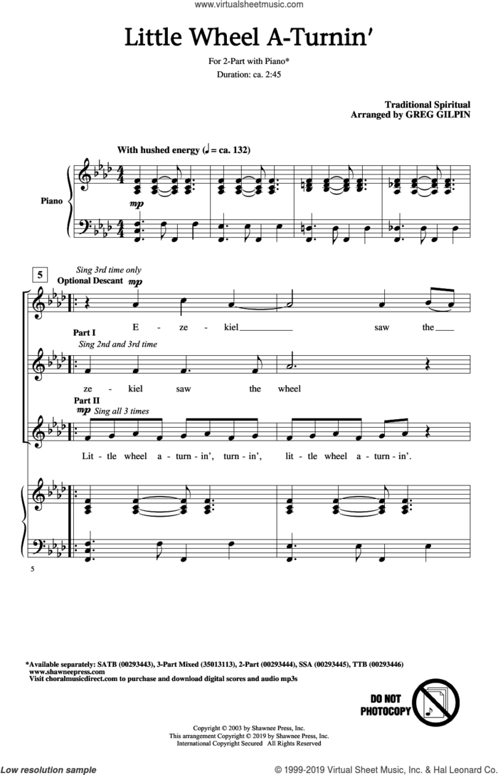 Little Wheel A-Turnin' (arr. Greg Gilpin) sheet music for choir (2-Part)  and Greg Gilpin, intermediate duet