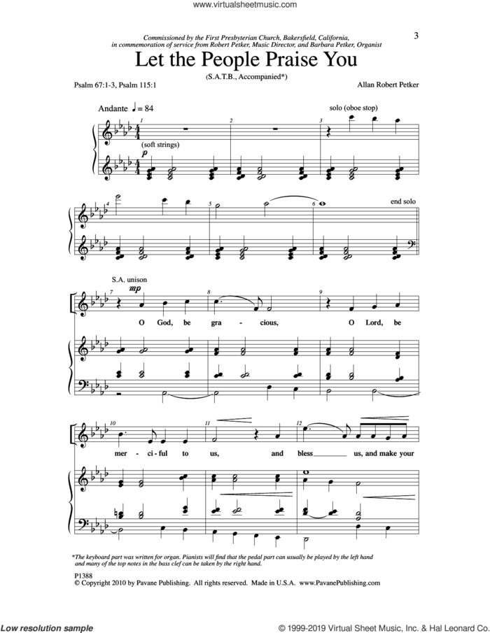 Let The People Praise You sheet music for choir (SATB: soprano, alto, tenor, bass) by Allan Robert Petker, intermediate skill level