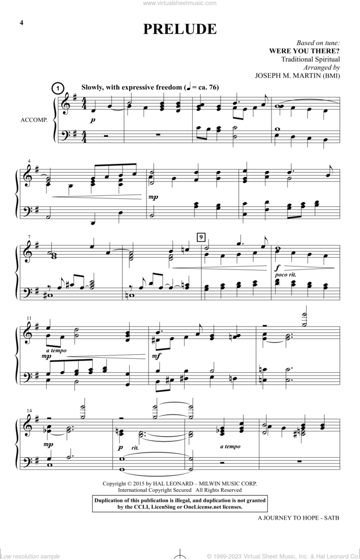 A Journey To Hope (A Cantata Inspired By Spirituals) sheet music for choir (SATB: soprano, alto, tenor, bass) by Joseph M. Martin, intermediate skill level