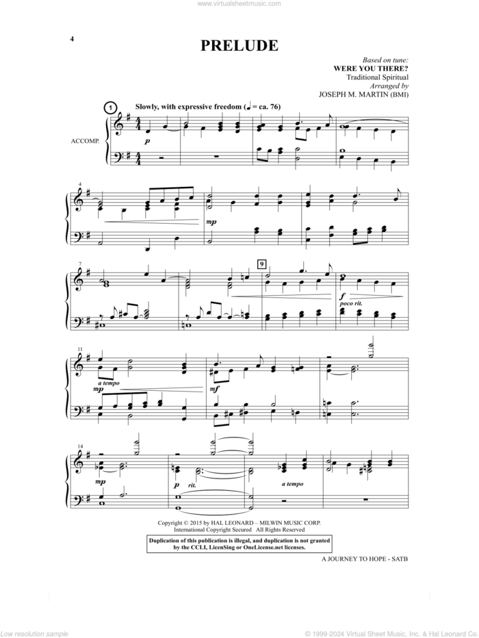 A Journey To Hope (A Cantata Inspired By Spirituals) sheet music for choir (SATB: soprano, alto, tenor, bass) by Joseph M. Martin, intermediate skill level
