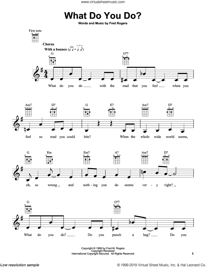 What Do You Do? (from Mister Rogers' Neighborhood) sheet music for ukulele by Fred Rogers and Mister Rogers, intermediate skill level