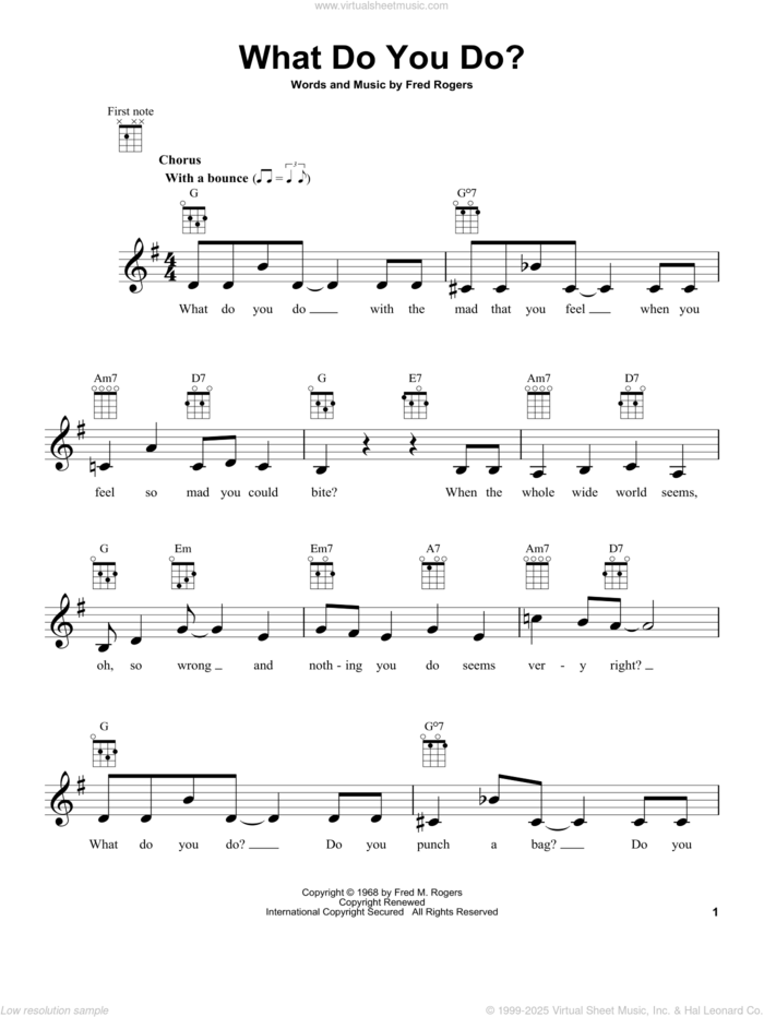 What Do You Do? (from Mister Rogers' Neighborhood) sheet music for ukulele by Fred Rogers and Mister Rogers, intermediate skill level