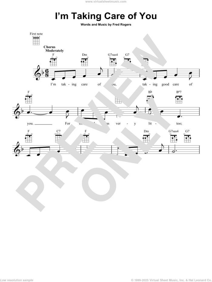 I'm Taking Care Of You (from Mister Rogers' Neighborhood) sheet music for ukulele by Fred Rogers and Mister Rogers, intermediate skill level