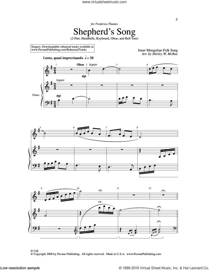 Shepherd's Song sheet music for choir (2-Part) by Shirley W. McRae, intermediate duet