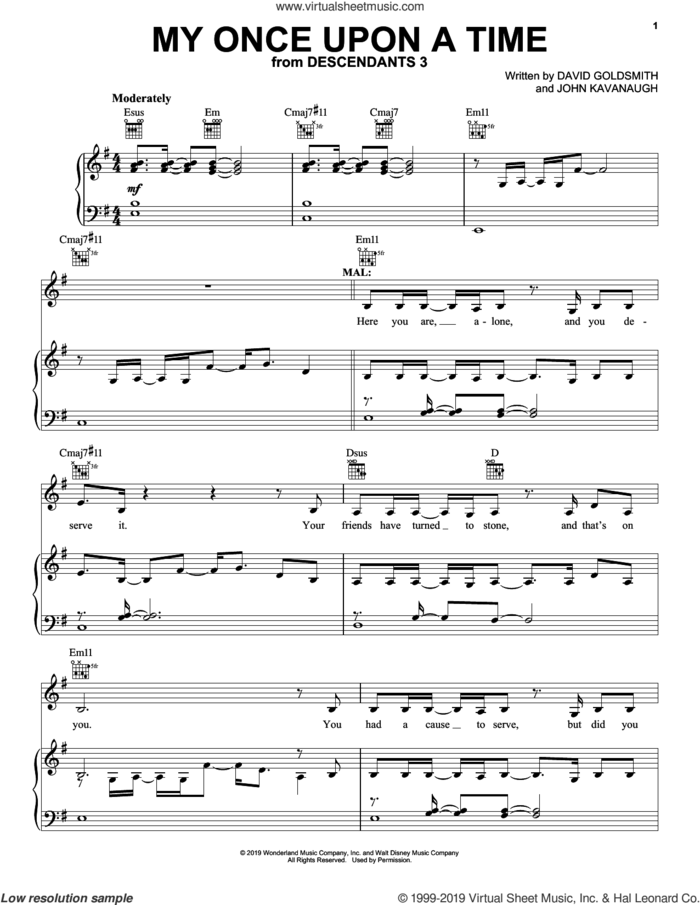 My Once Upon A Time (from Disney's Descendants 3) sheet music for voice, piano or guitar by Dove Cameron, David Goldsmith and John Kavanaugh, intermediate skill level