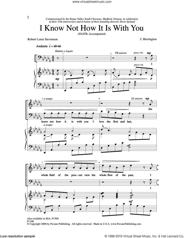 I Know Not How It Is With You sheet music for choir (SATB: soprano, alto, tenor, bass) by Judith Herrington, intermediate skill level
