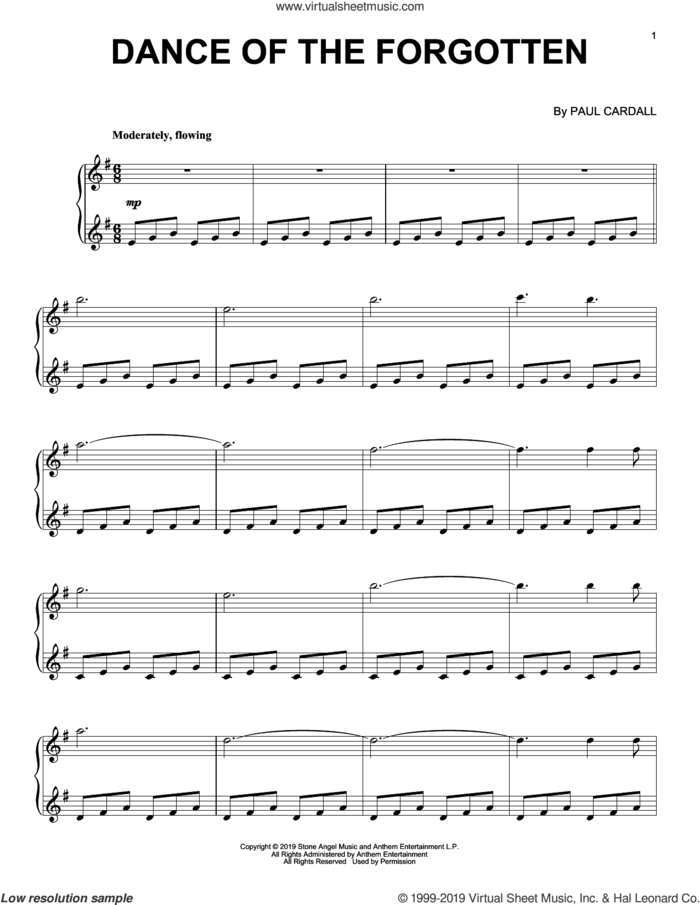 Dance Of The Forgotten sheet music for piano solo by Paul Cardall, intermediate skill level