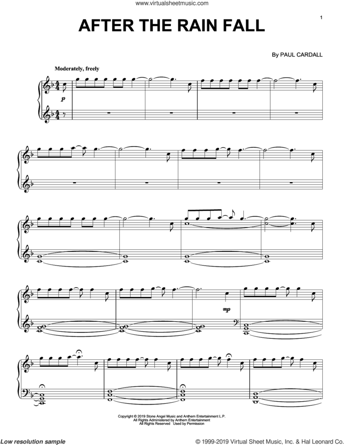 After The Rain Fall sheet music for piano solo by Paul Cardall, intermediate skill level