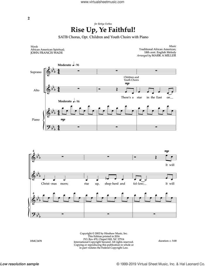 Rise Up, Ye Faithful sheet music for choir (SATB: soprano, alto, tenor, bass) by Mark A. Miller, intermediate skill level