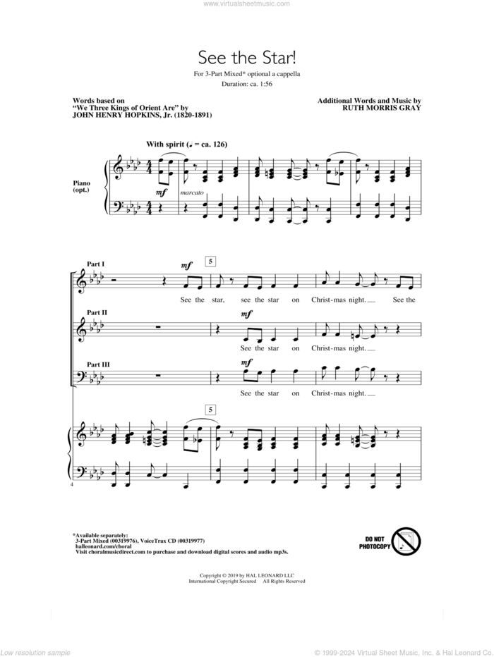 See The Star! sheet music for choir (3-Part Mixed) by Ruth Morris Gray, intermediate skill level