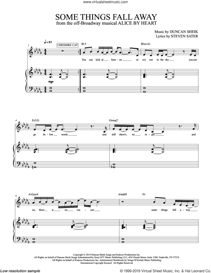 Some Things Fall Away (from Alice By Heart) sheet music for voice and piano by Duncan Sheik, Duncan Sheik and Steven Sater and Steven Sater, intermediate skill level