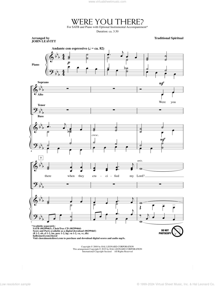 Were You There? (arr. John Leavitt) sheet music for choir (SATB: soprano, alto, tenor, bass)  and John Leavitt, intermediate skill level