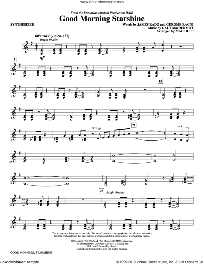 Good Morning Starshine (from Hair) (arr. Mac Huff) (complete set of parts) sheet music for orchestra/band by Mac Huff, Galt MacDermot, Gerome Ragni and James Rado, intermediate skill level