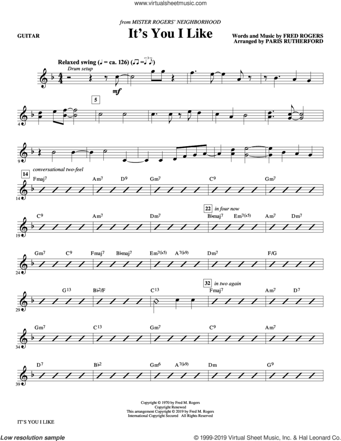 It's You I Like (from Mister Rogers' Neighborhood) (arr. Paris Rutherford) (complete set of parts) sheet music for orchestra/band by Paris Rutherford and Fred Rogers, intermediate skill level
