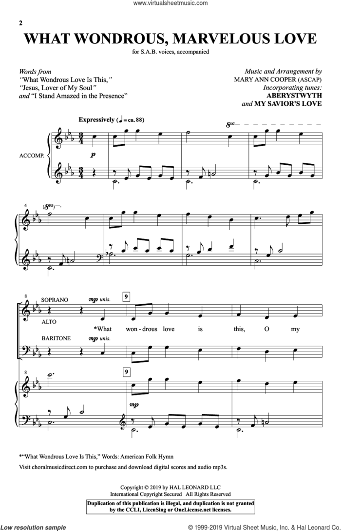 What Wondrous, Marvelous Love sheet music for choir (SAB: soprano, alto, bass) by Mary Ann Cooper, intermediate skill level