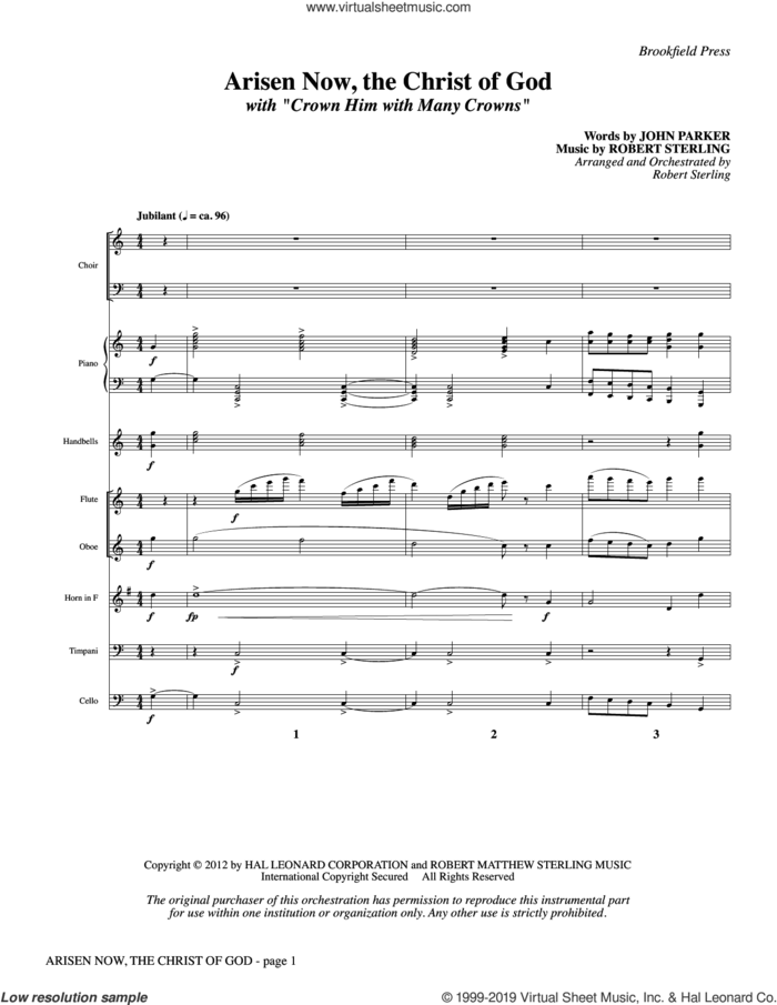 Arisen Now, the Christ of God (with 'Crown Him with Many Crowns') (COMPLETE) sheet music for orchestra/band by Robert Sterling, John Parker and John Parker and Robert Sterling, intermediate skill level