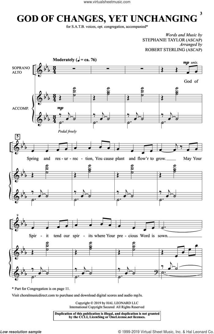 God Of Changes, Yet Unchanging (arr. Robert Sterling) sheet music for choir (SATB: soprano, alto, tenor, bass) by Stephanie S. Taylor and Robert Sterling, intermediate skill level