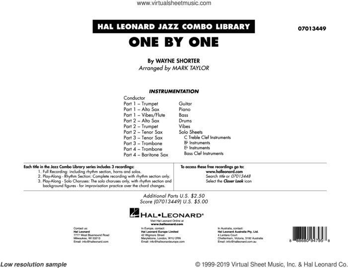 One by One (arr. Mark Taylor) (COMPLETE) sheet music for jazz band by Mark Taylor and Wayne Shorter, intermediate skill level