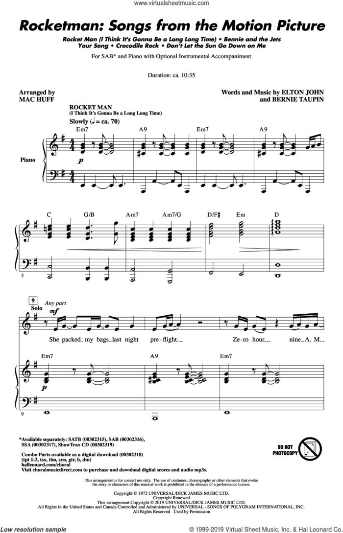 Rocketman: Songs from the Motion Picture (arr. Mac Huff) sheet music for choir (SAB: soprano, alto, bass) by Elton John, Mac Huff and Bernie Taupin, intermediate skill level