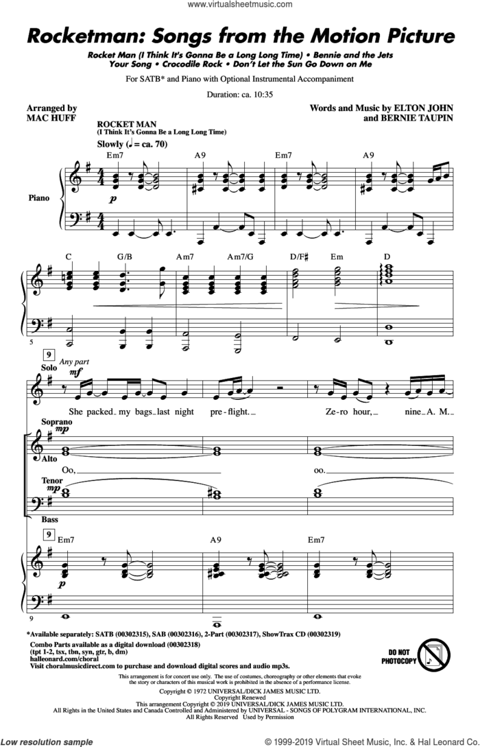 Rocketman: Songs from the Motion Picture (arr. Mac Huff) sheet music for choir (SATB: soprano, alto, tenor, bass) by Elton John, Mac Huff and Bernie Taupin, intermediate skill level