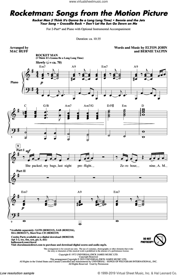 Rocketman: Songs from the Motion Picture (arr. Mac Huff) sheet music for choir (2-Part) by Elton John, Mac Huff and Bernie Taupin, intermediate duet