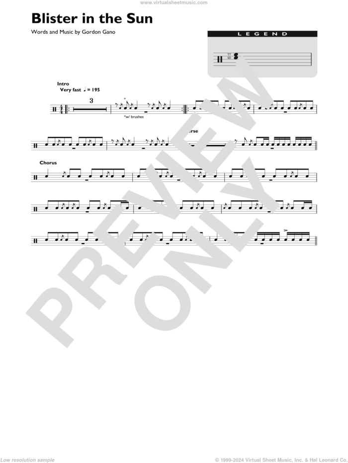 Blister In The Sun sheet music for drums (percussions) by Violent Femmes and Gordon Gano, intermediate skill level