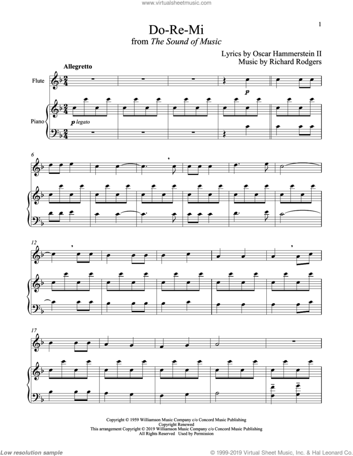 Do-Re-Mi (from The Sound of Music) sheet music for flute and piano by Richard Rodgers, Oscar II Hammerstein and Rodgers & Hammerstein, intermediate skill level