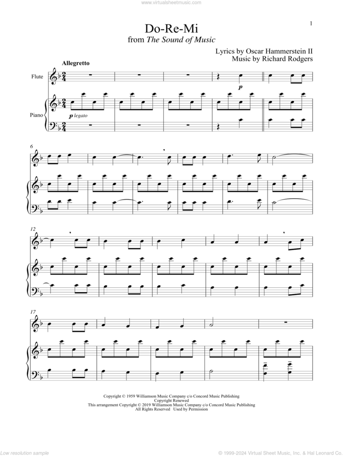 Do-Re-Mi (from The Sound of Music) sheet music for flute and piano by Richard Rodgers, Oscar II Hammerstein and Rodgers & Hammerstein, intermediate skill level