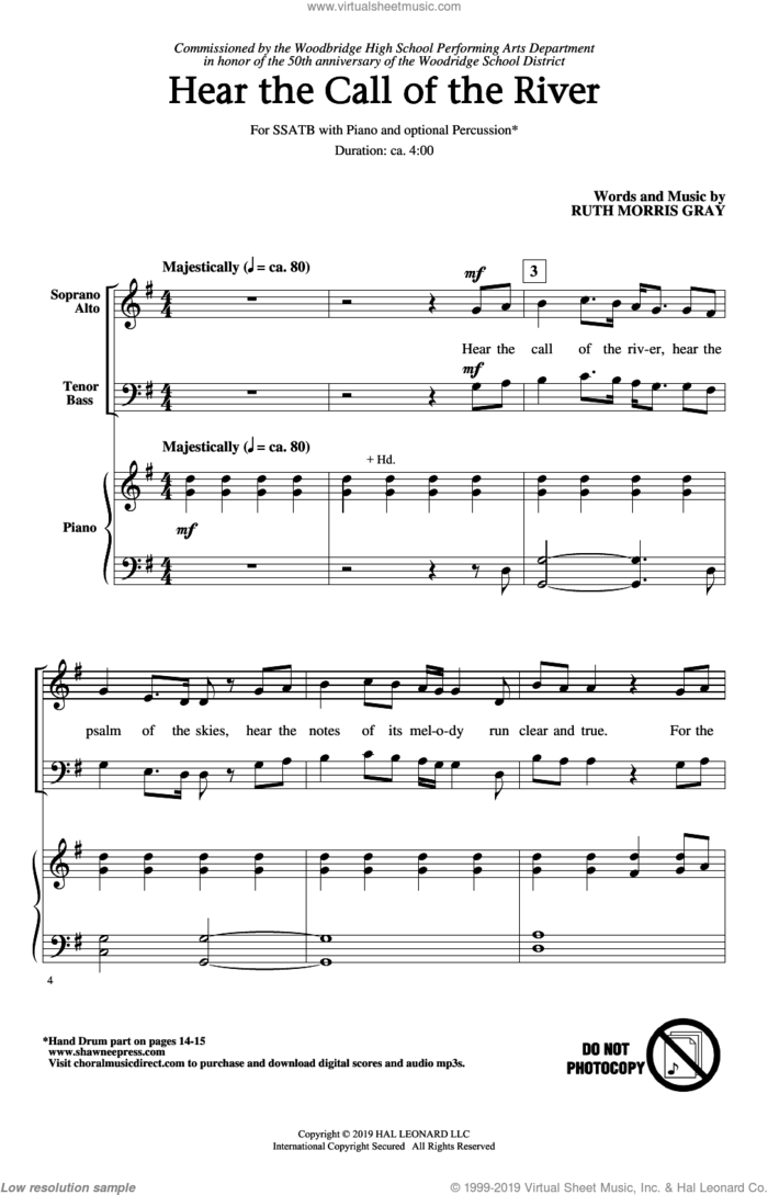 Hear The Call Of The River sheet music for choir (SATB: soprano, alto, tenor, bass) by Ruth Morris Gray, intermediate skill level