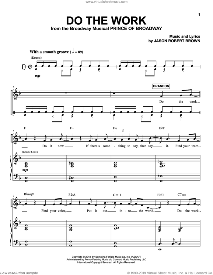 Do The Work (from the musical Prince of Broadway) sheet music for voice and piano by Jason Robert Brown, intermediate skill level