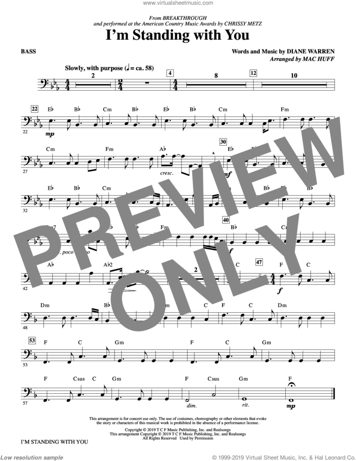I'm Standing With You (from Breakthrough) (arr. Mac Huff) (complete set of parts) sheet music for orchestra/band by Mac Huff, Chrissy Metz and Diane Warren, intermediate skill level