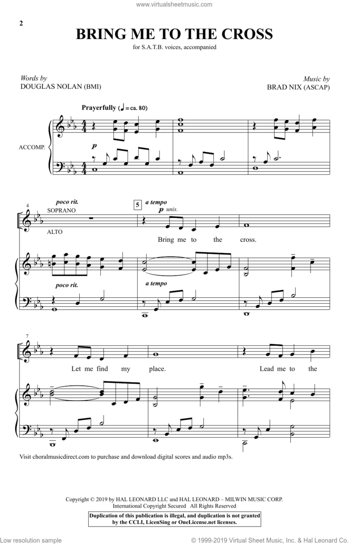 Bring Me To The Cross sheet music for choir (SATB: soprano, alto, tenor, bass) by Brad Nix, Douglas Nolan and Douglas Nolan and Brad Nix, intermediate skill level