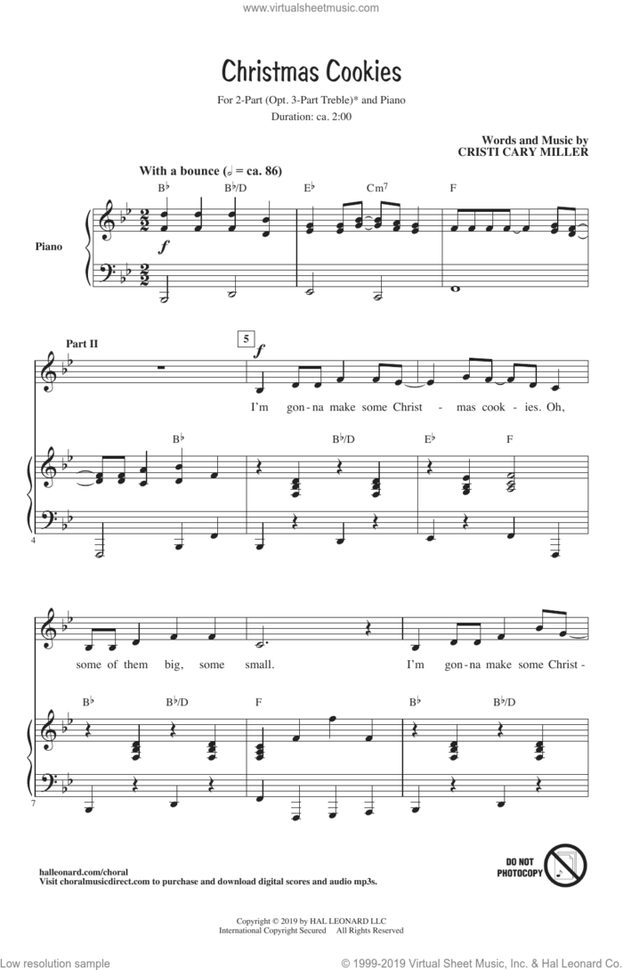 Christmas Cookies sheet music for choir (2-Part, 3-Part Mixed) by Cristi Cary Miller, intermediate skill level