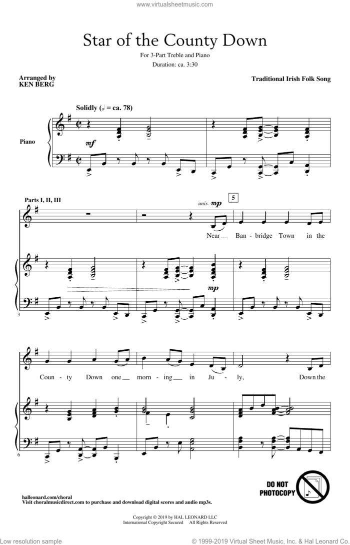 Star Of The County Down (arr. Ken Berg) sheet music for choir (2-Part)  and Ken Berg, intermediate duet