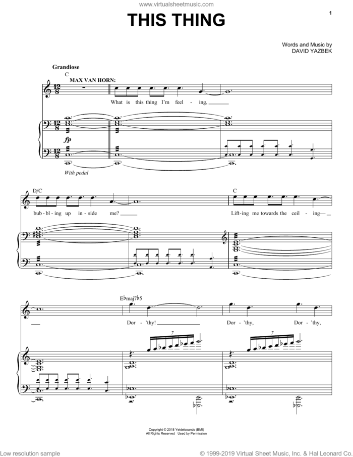 This Thing (from the musical Tootsie) sheet music for voice and piano by David Yazbek, intermediate skill level