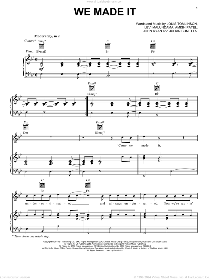 Two Of Us" Sheet Music by Louis Tomlinson for Piano/Vocal/Chords - Sheet  Music Now