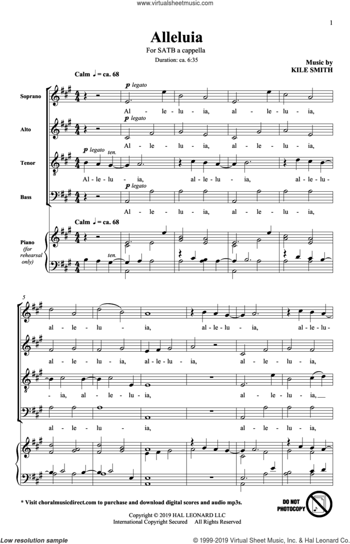 Alleluia sheet music for choir (SATB: soprano, alto, tenor, bass) by Kile Smith, intermediate skill level