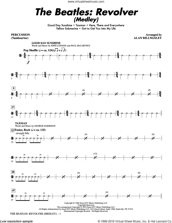 The Beatles: Revolver (Medley) (arr. Alan Billingsley) (complete set of parts) sheet music for orchestra/band by The Beatles, Alan Billingsley, John Lennon and Paul McCartney, intermediate skill level